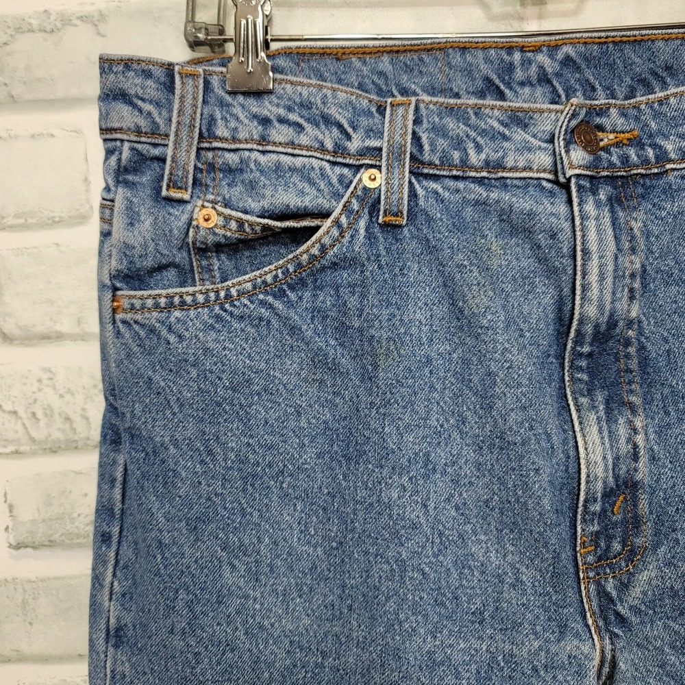 90s Levis 505 Mens Orange Tab Regular Fit Straight Leg Blue Denim Jeans 36x33 - Picture 2 of 12